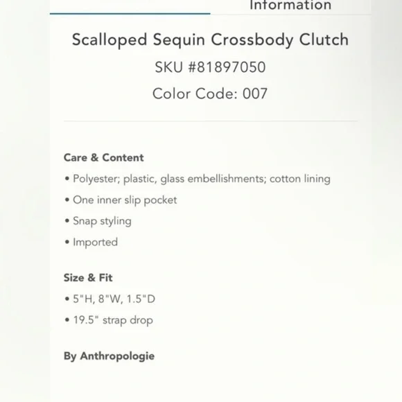 Anthropology Scalloped Sequin Crossbody Clutch - Picture 7 of 7